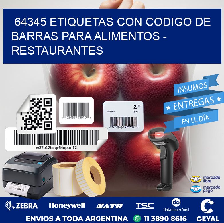 64345 ETIQUETAS CON CODIGO DE BARRAS PARA ALIMENTOS - RESTAURANTES