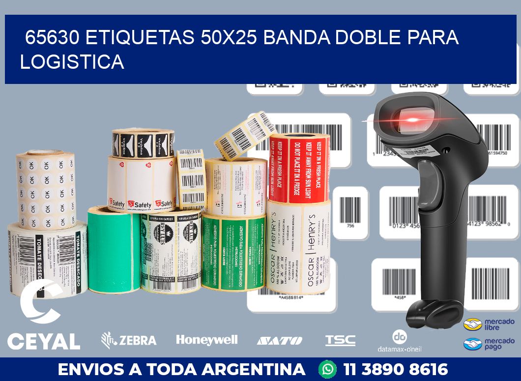 65630 ETIQUETAS 50X25 BANDA DOBLE PARA LOGISTICA