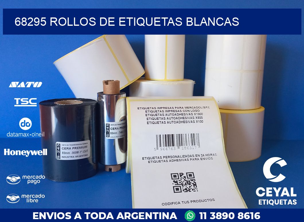 68295 ROLLOS DE ETIQUETAS BLANCAS