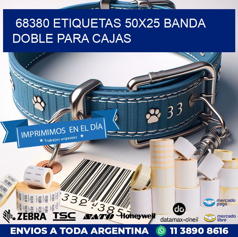 68380 ETIQUETAS 50X25 BANDA DOBLE PARA CAJAS