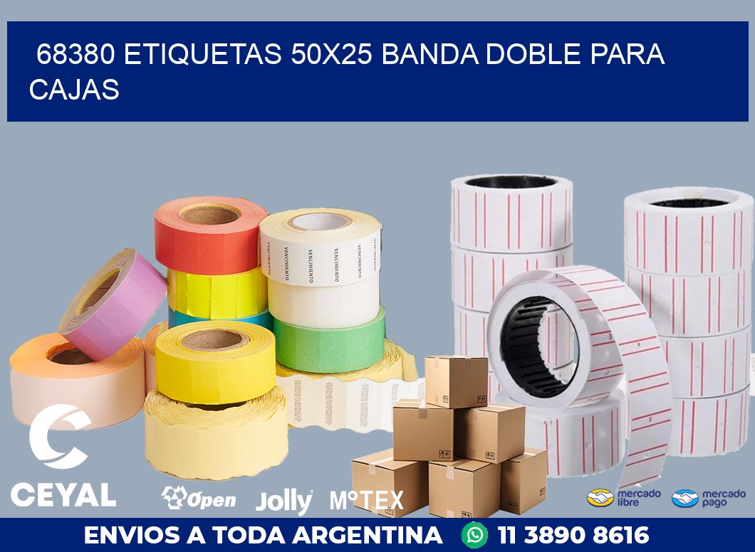 68380 ETIQUETAS 50X25 BANDA DOBLE PARA CAJAS