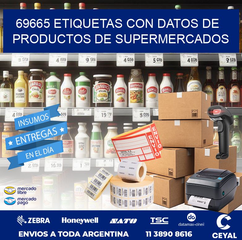 69665 ETIQUETAS CON DATOS DE PRODUCTOS DE SUPERMERCADOS