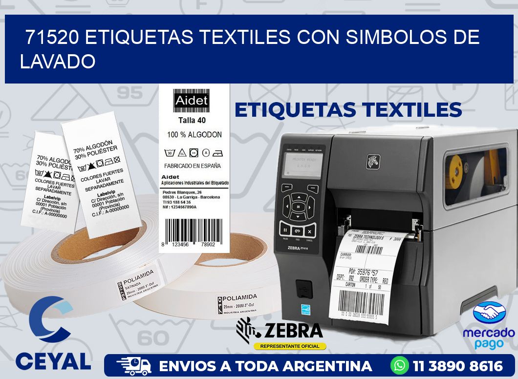 71520 ETIQUETAS TEXTILES CON SIMBOLOS DE LAVADO