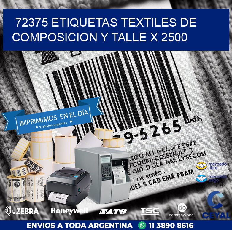 72375 ETIQUETAS TEXTILES DE COMPOSICION Y TALLE X 2500