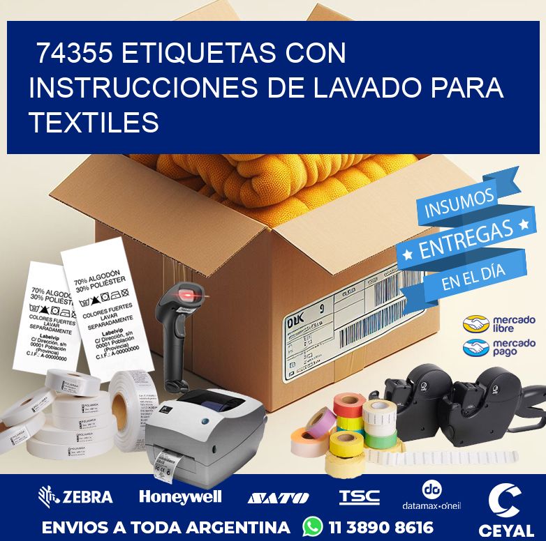 74355 ETIQUETAS CON INSTRUCCIONES DE LAVADO PARA TEXTILES