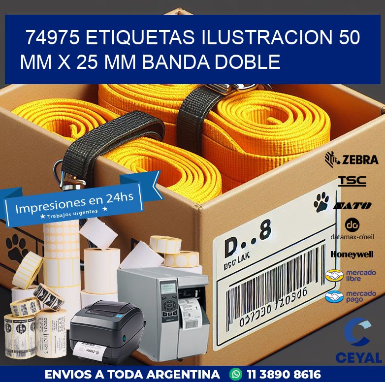 74975 ETIQUETAS ILUSTRACION 50 MM X 25 MM BANDA DOBLE