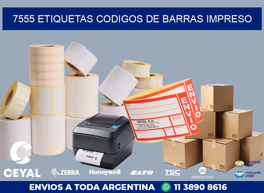 7555 ETIQUETAS CODIGOS DE BARRAS IMPRESO