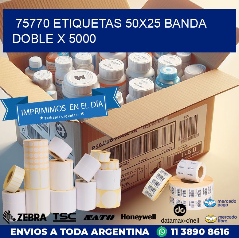 75770 ETIQUETAS 50X25 BANDA DOBLE X 5000