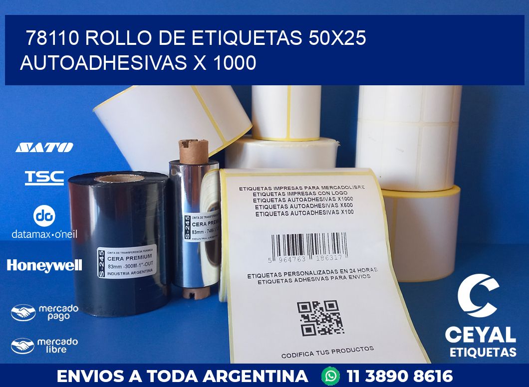 78110 ROLLO DE ETIQUETAS 50X25 AUTOADHESIVAS X 1000