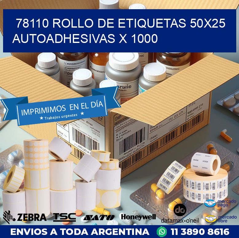 78110 ROLLO DE ETIQUETAS 50X25 AUTOADHESIVAS X 1000