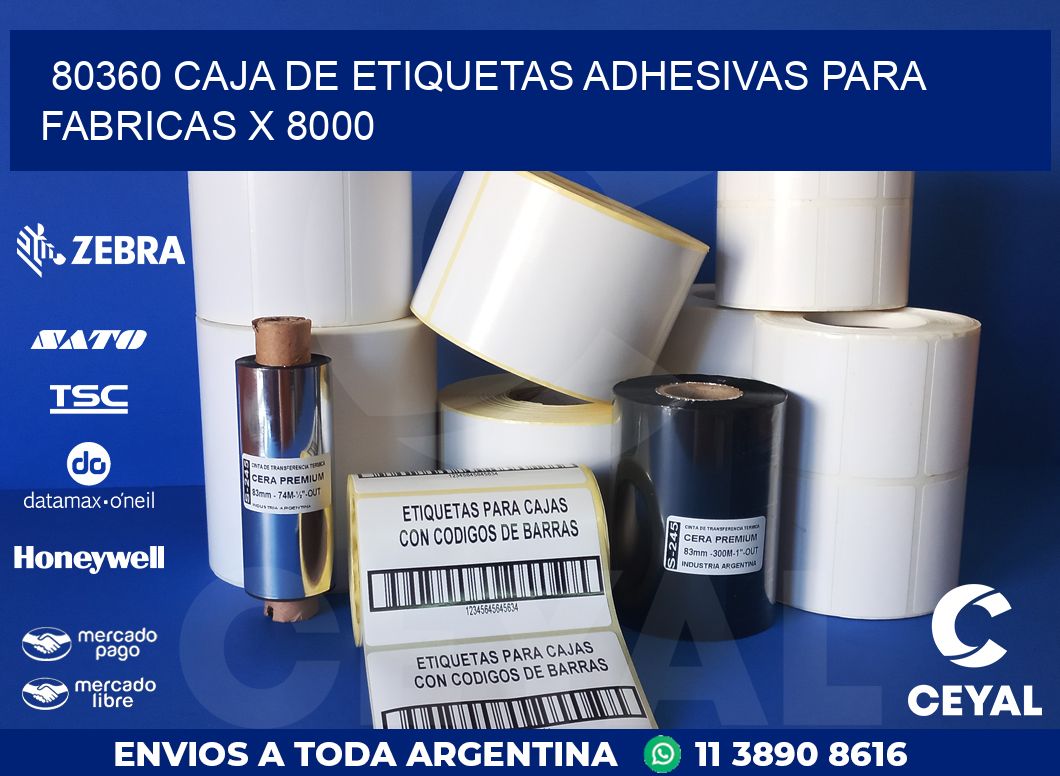 80360 CAJA DE ETIQUETAS ADHESIVAS PARA FABRICAS X 8000