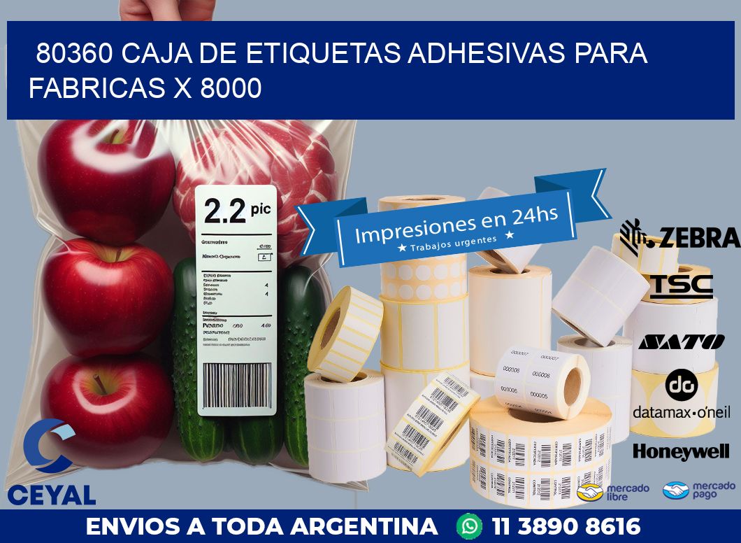 80360 CAJA DE ETIQUETAS ADHESIVAS PARA FABRICAS X 8000