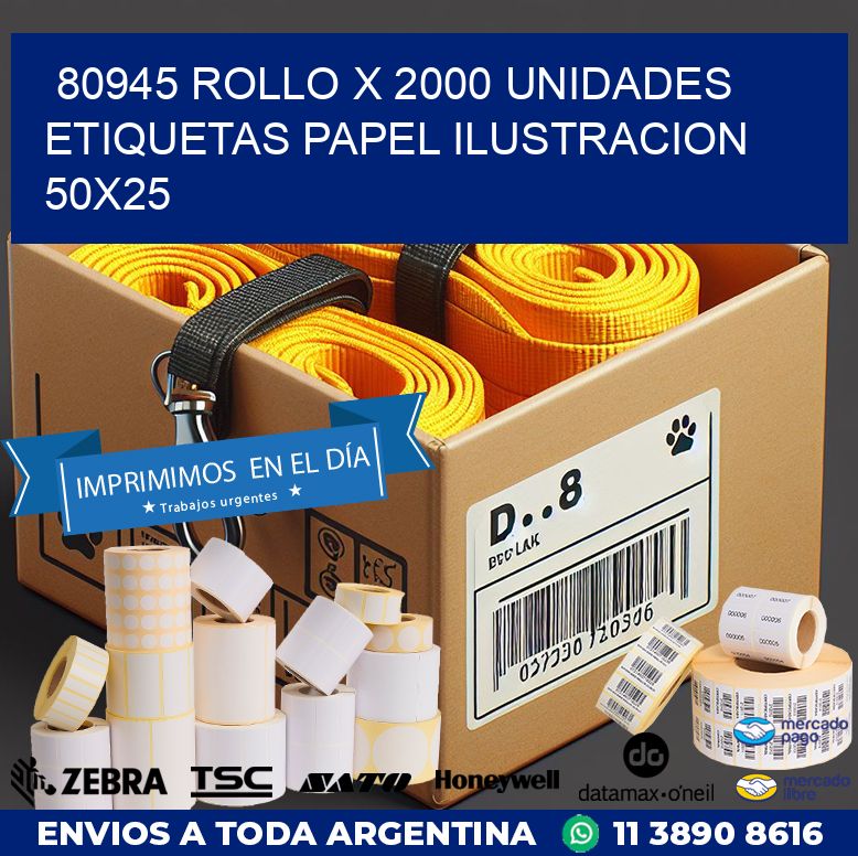 80945 ROLLO X 2000 UNIDADES ETIQUETAS PAPEL ILUSTRACION 50X25