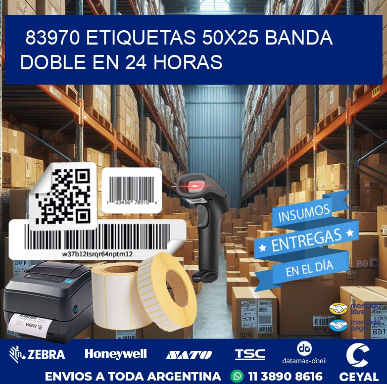 83970 ETIQUETAS 50X25 BANDA DOBLE EN 24 HORAS