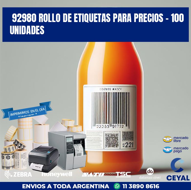 92980 ROLLO DE ETIQUETAS PARA PRECIOS - 100 UNIDADES