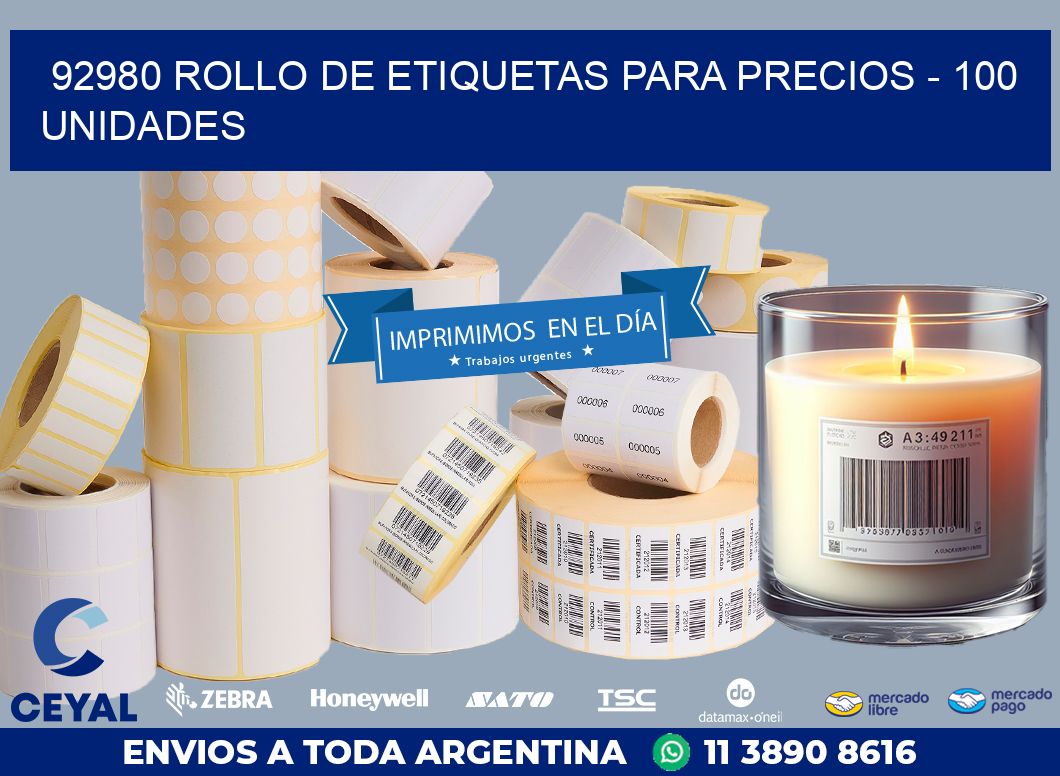 92980 ROLLO DE ETIQUETAS PARA PRECIOS – 100 UNIDADES