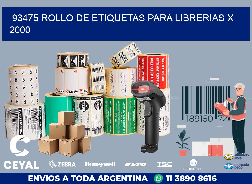 93475 ROLLO DE ETIQUETAS PARA LIBRERIAS X 2000