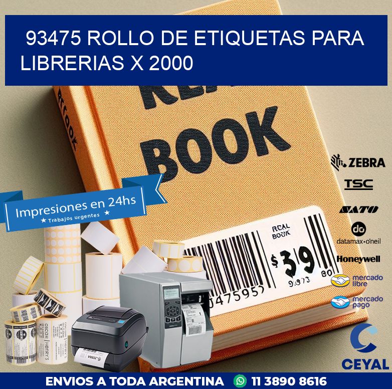93475 ROLLO DE ETIQUETAS PARA LIBRERIAS X 2000