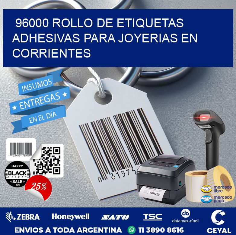 96000 ROLLO DE ETIQUETAS ADHESIVAS PARA JOYERIAS EN CORRIENTES