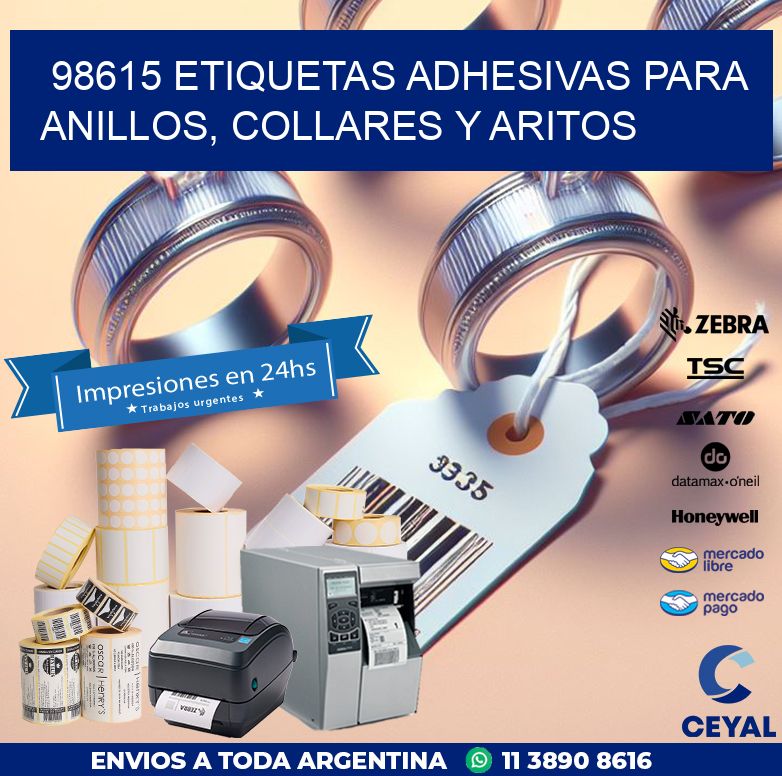 98615 ETIQUETAS ADHESIVAS PARA ANILLOS, COLLARES Y ARITOS