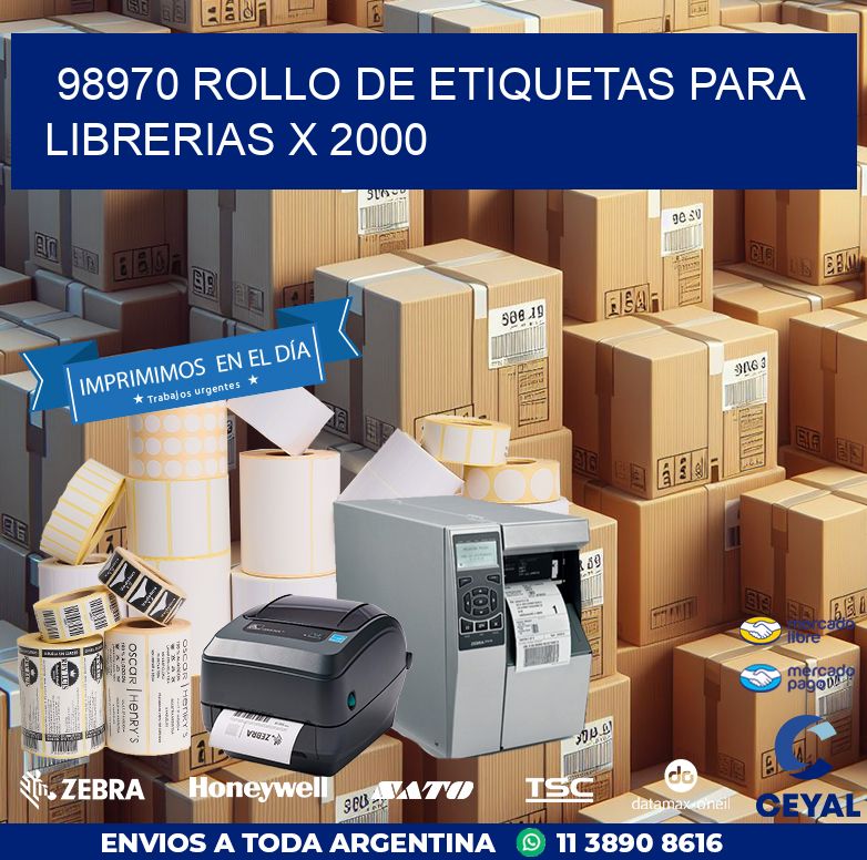 98970 ROLLO DE ETIQUETAS PARA LIBRERIAS X 2000