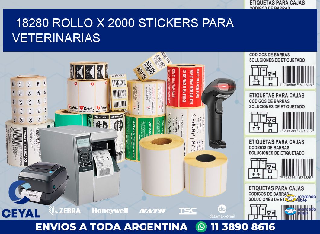 18280 ROLLO X 2000 STICKERS PARA VETERINARIAS