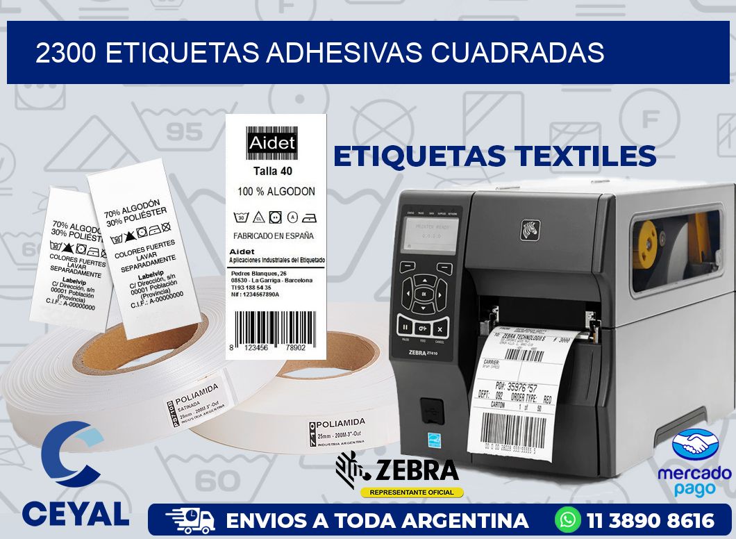 2300 ETIQUETAS ADHESIVAS CUADRADAS