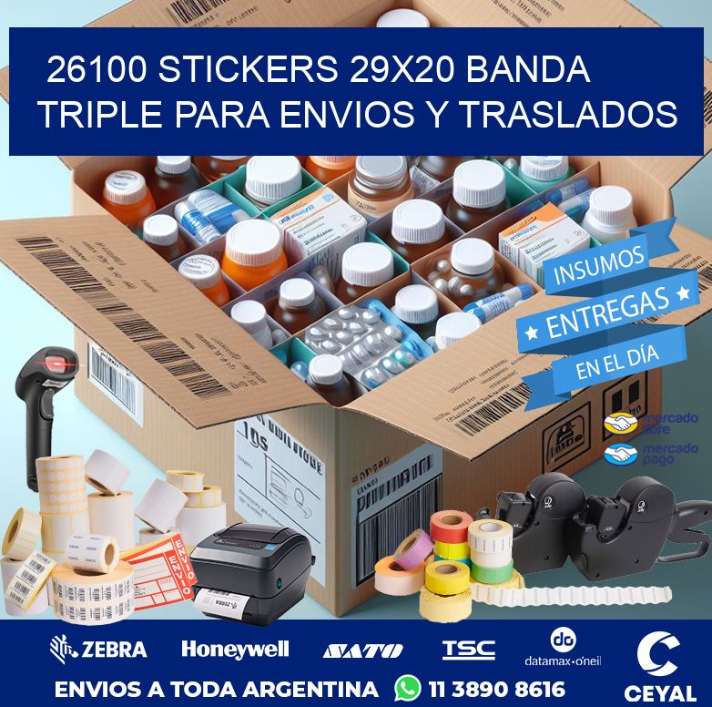 26100 STICKERS 29X20 BANDA TRIPLE PARA ENVIOS Y TRASLADOS
