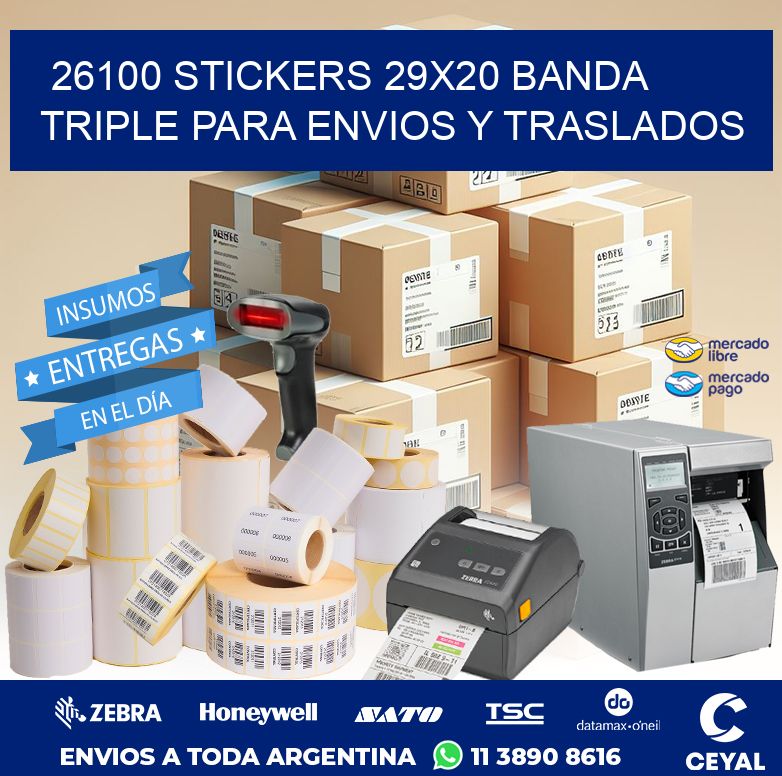 26100 STICKERS 29X20 BANDA TRIPLE PARA ENVIOS Y TRASLADOS