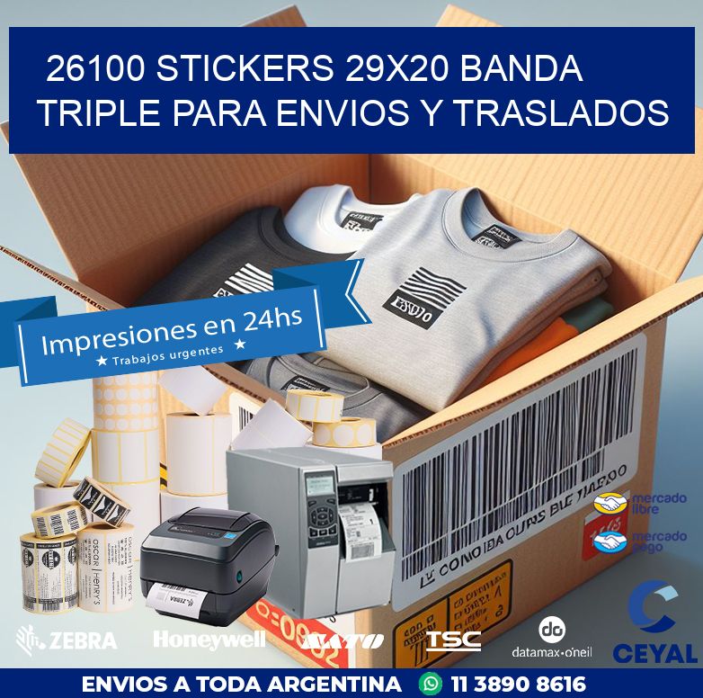 26100 STICKERS 29X20 BANDA TRIPLE PARA ENVIOS Y TRASLADOS