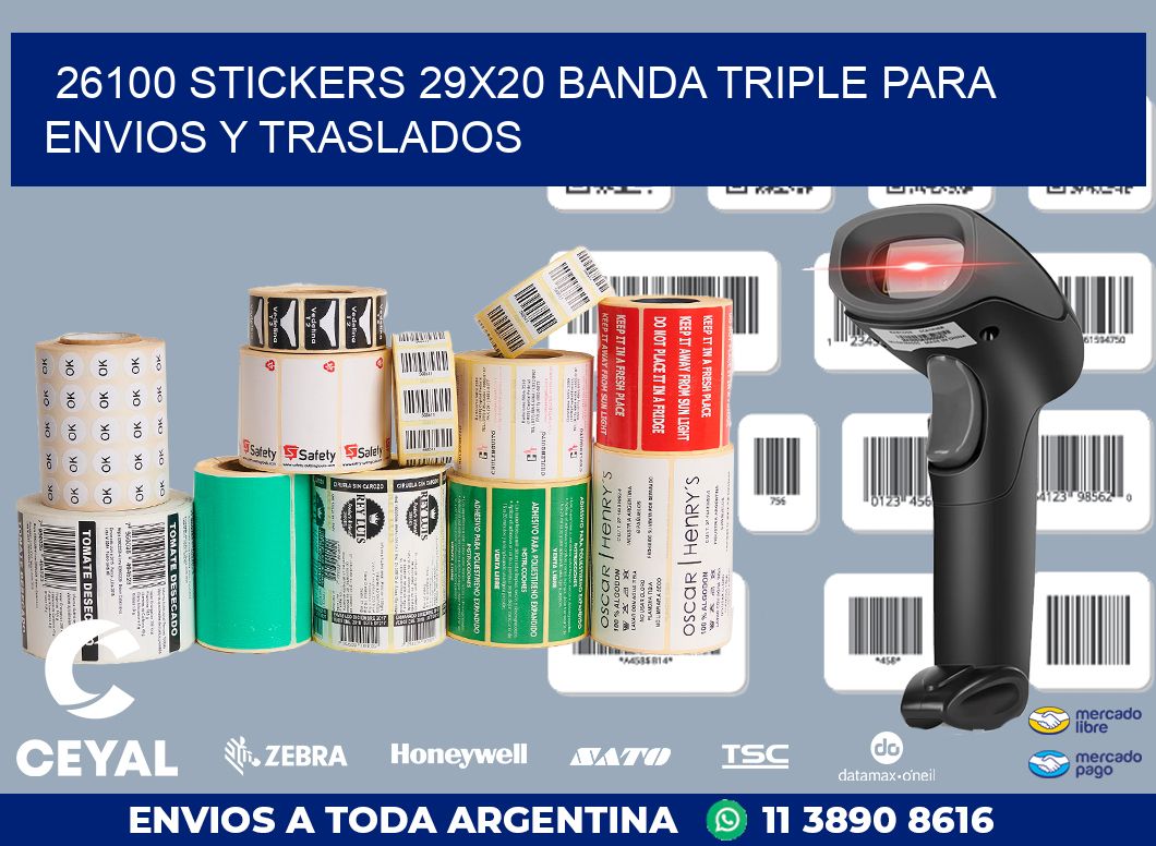 26100 STICKERS 29X20 BANDA TRIPLE PARA ENVIOS Y TRASLADOS
