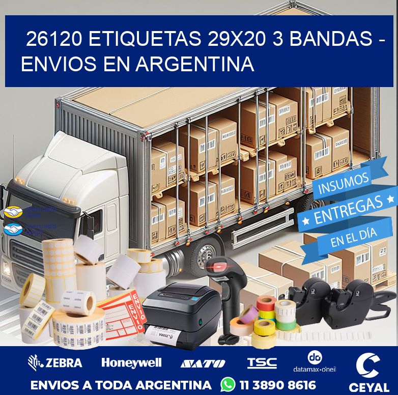 26120 ETIQUETAS 29X20 3 BANDAS - ENVIOS EN ARGENTINA