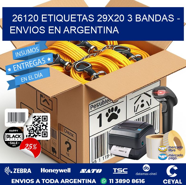 26120 ETIQUETAS 29X20 3 BANDAS - ENVIOS EN ARGENTINA