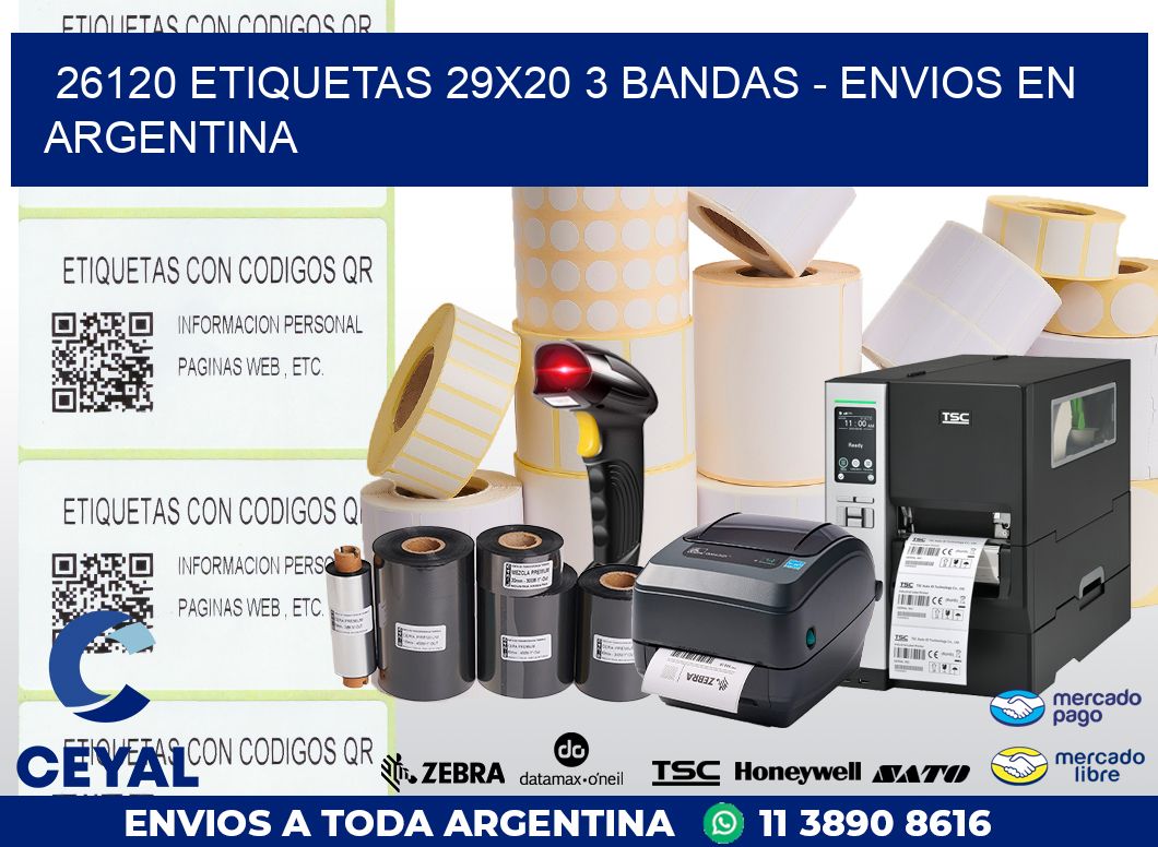 26120 ETIQUETAS 29X20 3 BANDAS – ENVIOS EN ARGENTINA