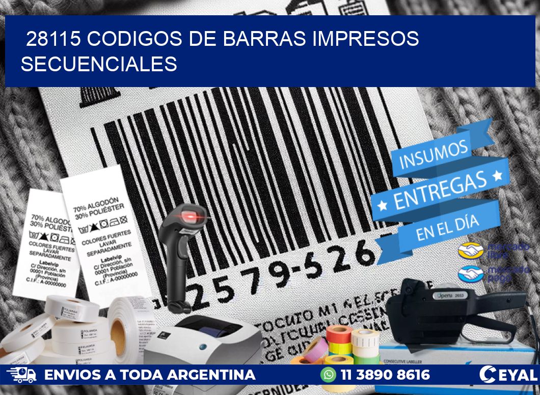 28115 codigos de barras impresos secuenciales