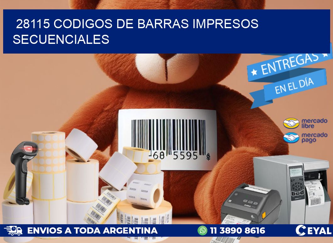 28115 codigos de barras impresos secuenciales