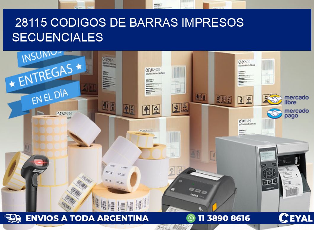 28115 codigos de barras impresos secuenciales