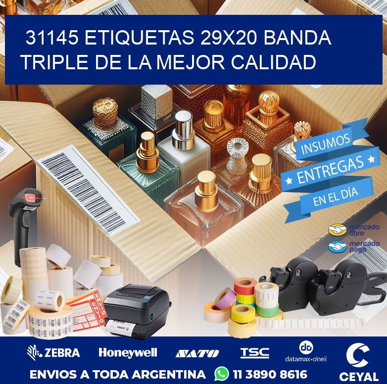 31145 ETIQUETAS 29X20 BANDA TRIPLE DE LA MEJOR CALIDAD