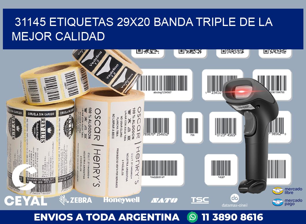 31145 ETIQUETAS 29X20 BANDA TRIPLE DE LA MEJOR CALIDAD