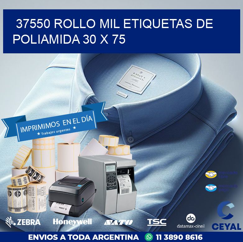 37550 ROLLO MIL ETIQUETAS DE POLIAMIDA 30 X 75