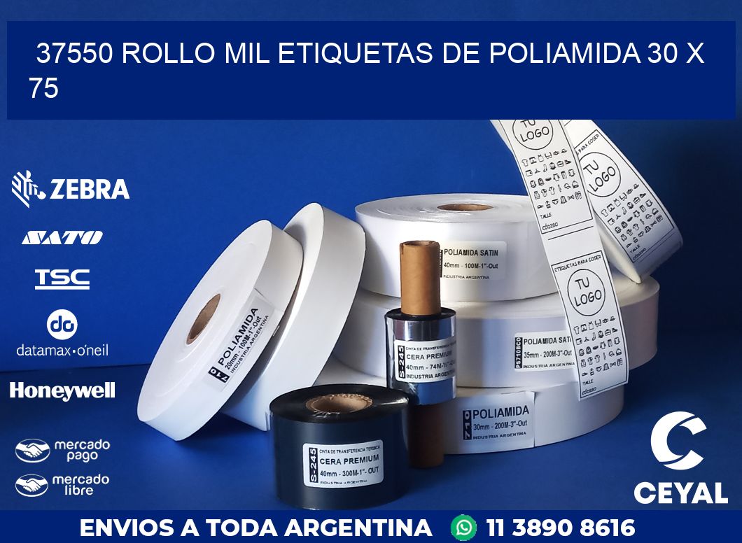 37550 ROLLO MIL ETIQUETAS DE POLIAMIDA 30 X 75