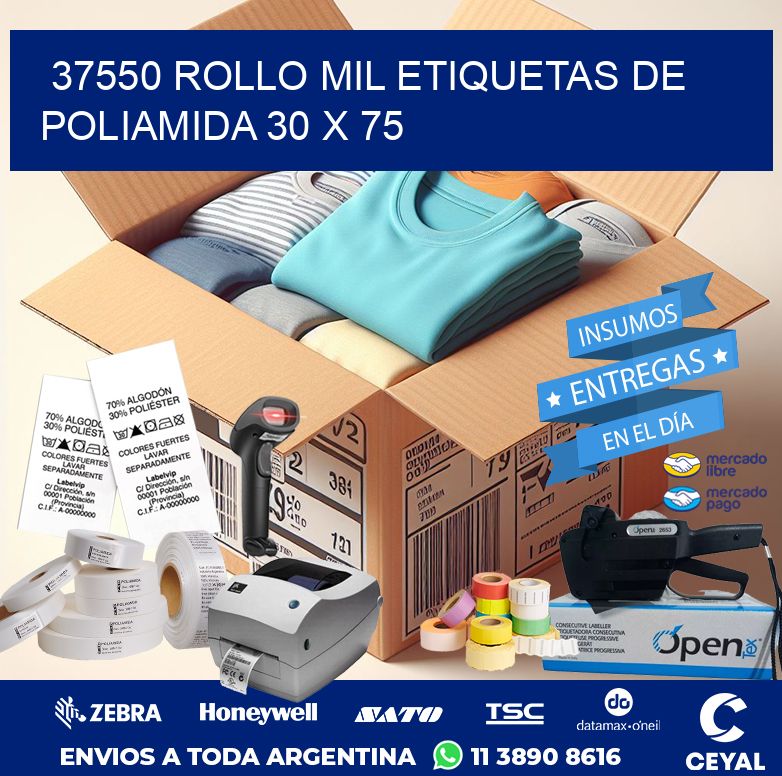 37550 ROLLO MIL ETIQUETAS DE POLIAMIDA 30 X 75