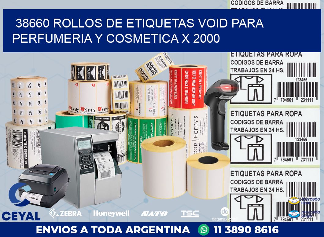38660 ROLLOS DE ETIQUETAS VOID PARA PERFUMERIA Y COSMETICA X 2000