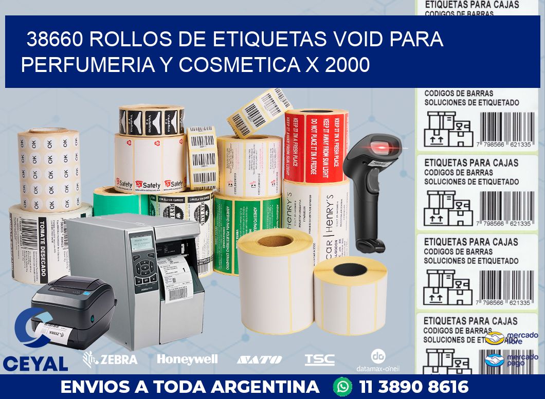 38660 ROLLOS DE ETIQUETAS VOID PARA PERFUMERIA Y COSMETICA X 2000