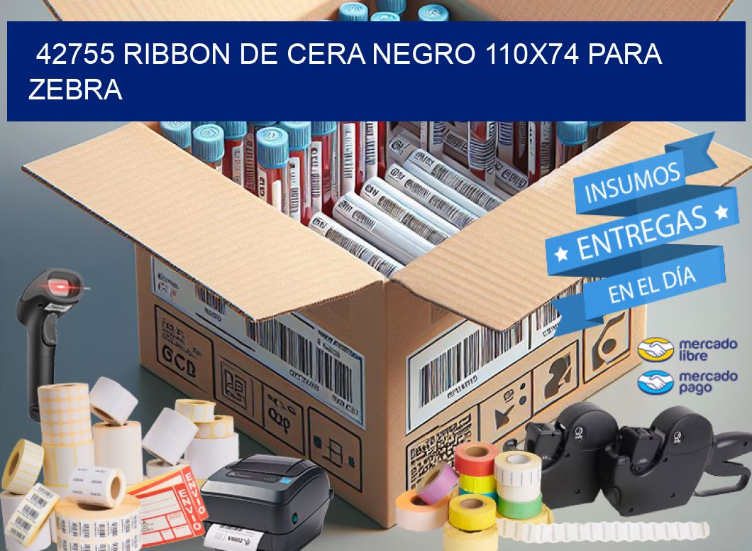 42755 RIBBON DE CERA NEGRO 110X74 PARA ZEBRA