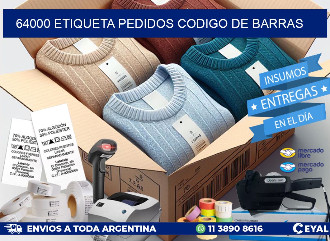 64000 etiqueta pedidos codigo de barras