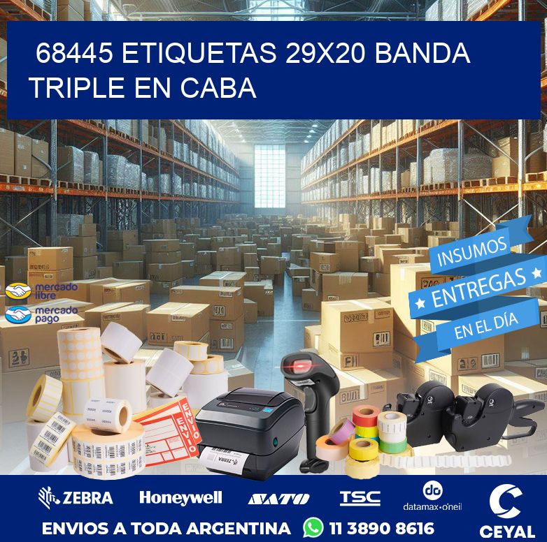 68445 ETIQUETAS 29X20 BANDA TRIPLE EN CABA