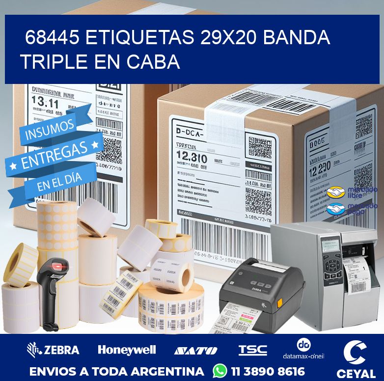 68445 ETIQUETAS 29X20 BANDA TRIPLE EN CABA