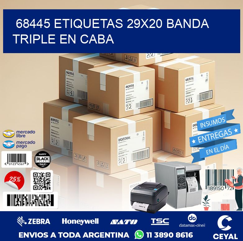 68445 ETIQUETAS 29X20 BANDA TRIPLE EN CABA