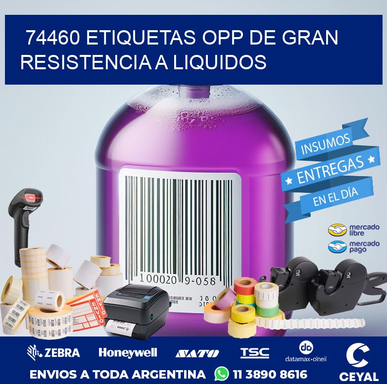 74460 ETIQUETAS OPP DE GRAN RESISTENCIA A LIQUIDOS